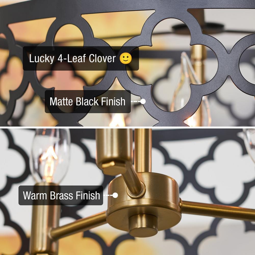 Sutton 16" Modern Drum Ceiling Light in Black & Warm Brass