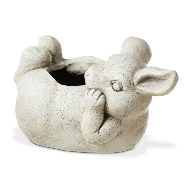 Glitzhome 7.25 in. H MGO Rabbit Statue Planter