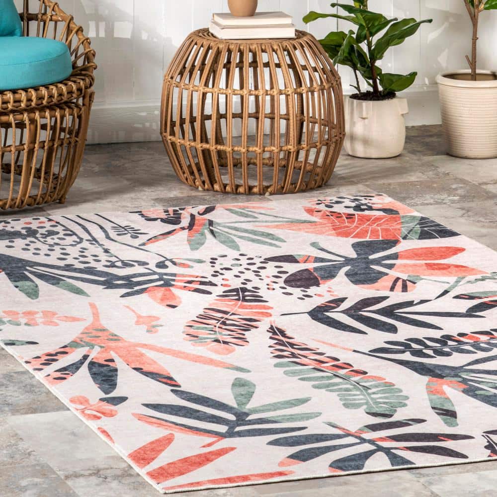 Mara Multicolor Floral Washable Synthetic Area Rug