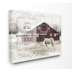 16 in. x 20 in. "Farm Memories Distressed Barn and Horse Photograph Canvas Wall Art" by Jennifer Pugh