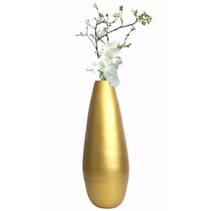 31.5 in. Spun Bamboo Tall Floor Vase - Sleek Metallic Finish, Elegant Home Decoration, Modern Accent Piece, Gold Large
