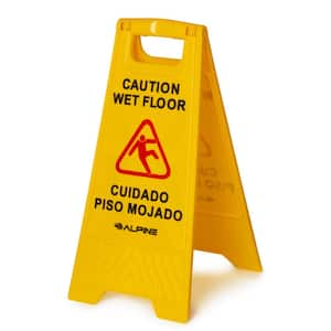 24 in. Yellow Multi-Lingual Caution Wet Floor Sign (10-Pack)