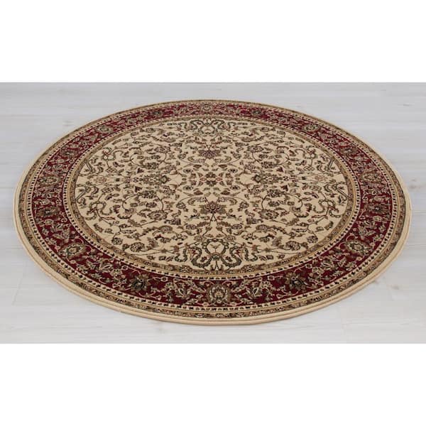 Round 7'10 Concord Global Trading Oriental Classics Isfahan Ivory Rug Rug Size 