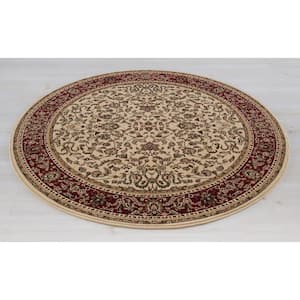 Persian Classics Kashan Ivory 8 ft. Round Area Rug