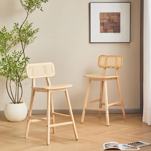 Wood Outdoor Bar Stool in Natural (2-Pack)