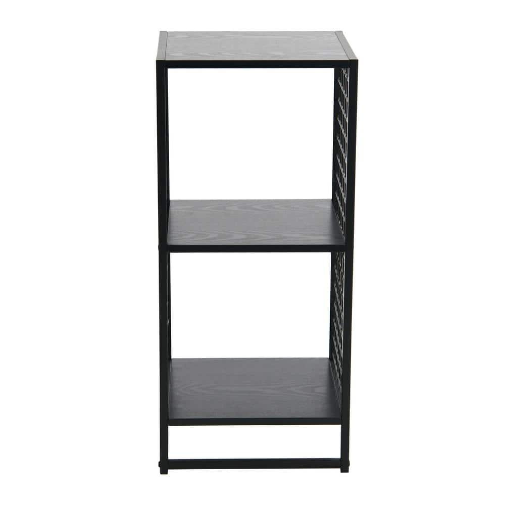 Black Metal and Wood Grain 2-Cube Bookshelf