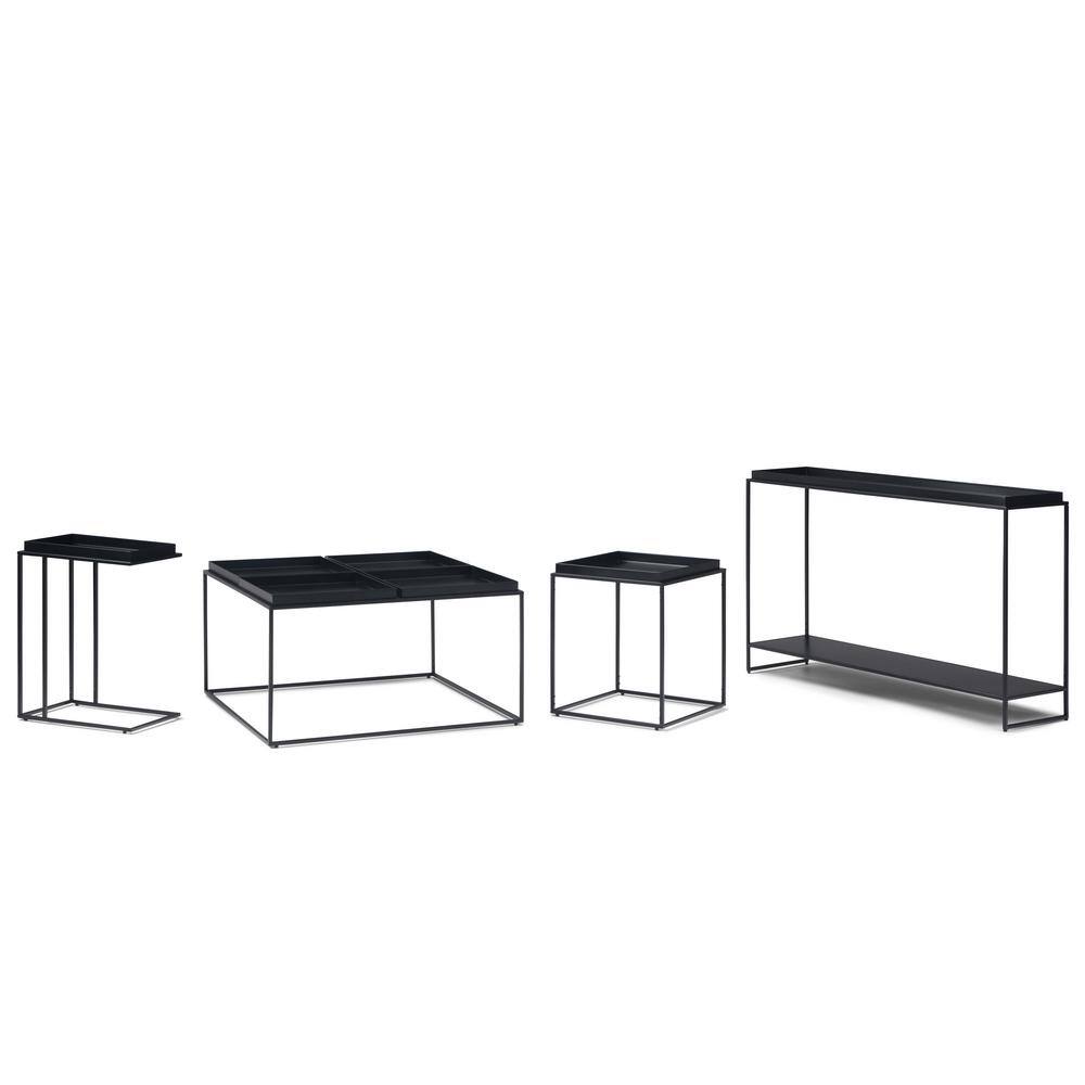 Garner Black Metal Tray Top Console Table with Storage