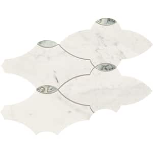 Lavaliere Carrara White Polished 10 in. x 13 in. Marble Romantique Mosaic Tile (0.56 sq. ft./Each)
