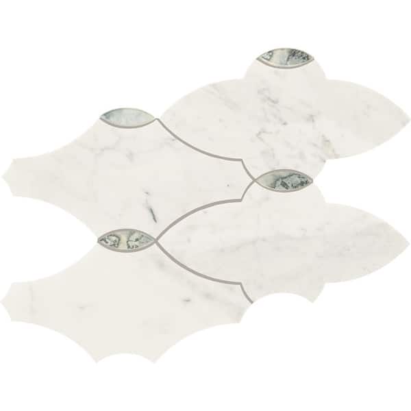 Daltile Lavaliere Carrara White Polished 10 in. x 13 in. Marble Romantique Mosaic Tile (0.56 sq. ft./Each)