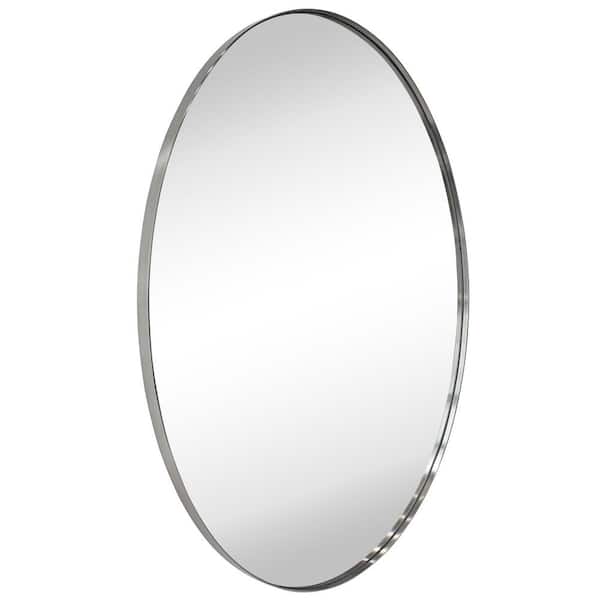 Javell 24 in. W x 36 in. H Large Oval Stainless Steel Framed Wall Mounted Bathroom Vanity Mirror in Brushed Nickel