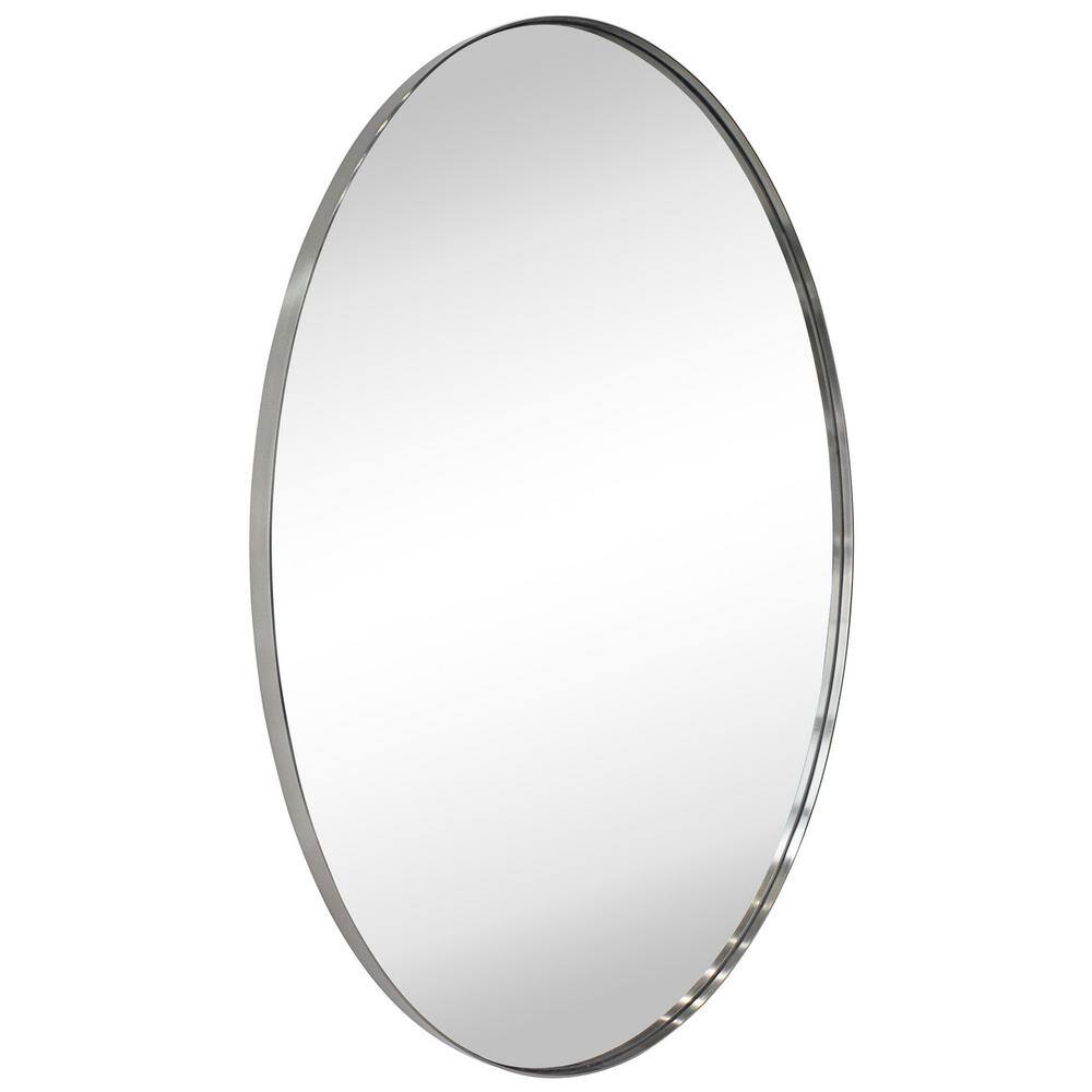 GRACTO Javell 24 in. W x 36 in. H Large Oval Stainless Steel Framed