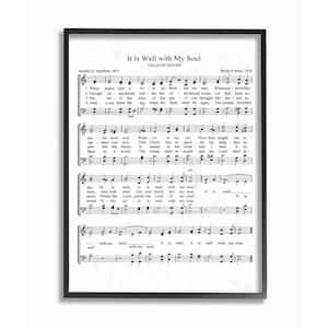 11 in. x 14 in. "It is Well With My Soul Vintage Sheet Music" by Lettered and Lined Wood Framed Wall Art