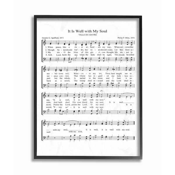 Stupell Industries 11 in. x 14 in. "It is Well With My Soul Vintage Sheet Music" by Lettered and Lined Wood Framed Wall Art