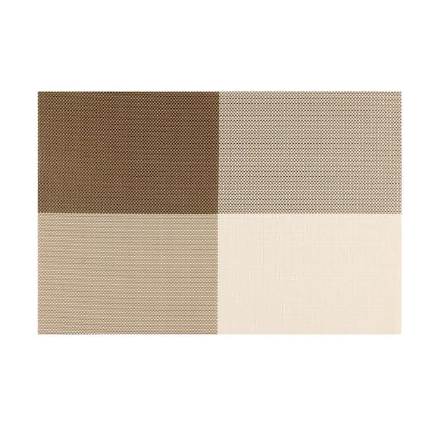 EveryTable 18 in. x 12 in. Transparent Hickory Black, White, Gold Woven PVC Placemat (Set of 6)