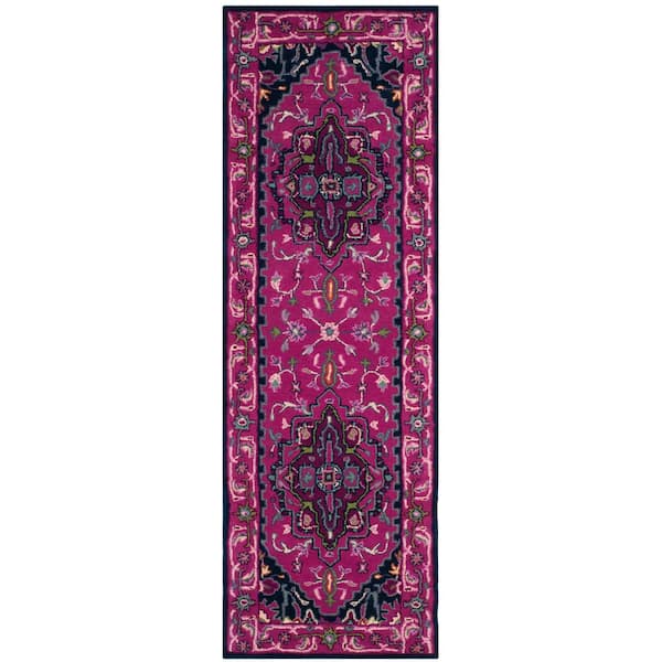 SAFAVIEH Bellagio Pink/Navy 2 ft. x 7 ft. Border Runner Rug