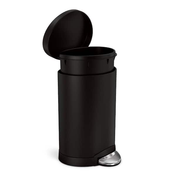 Simple Human Profile Bathroom Black Step Trash Can, 10l (2.6gal)
