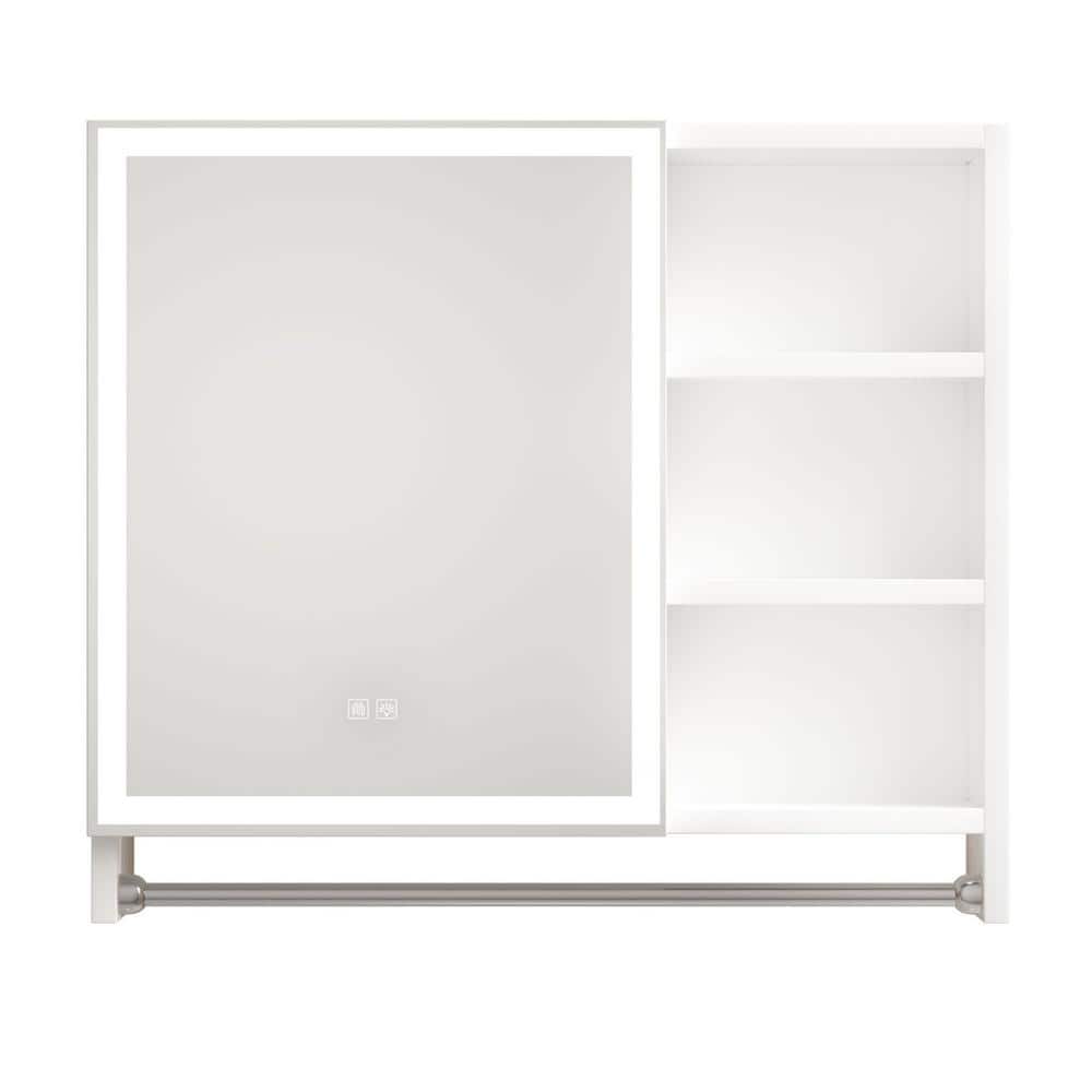 31.5 in. W x 21.56 in. H Rectangular MDF Medicine Cabinet with Mirror, LED 