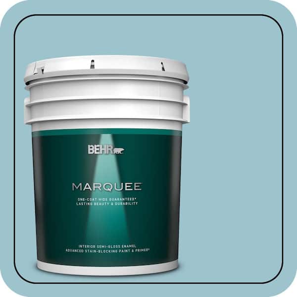 BEHR MARQUEE 5 gal. #ICC-99 Alluring Blue Semi-Gloss Enamel Interior Paint & Primer