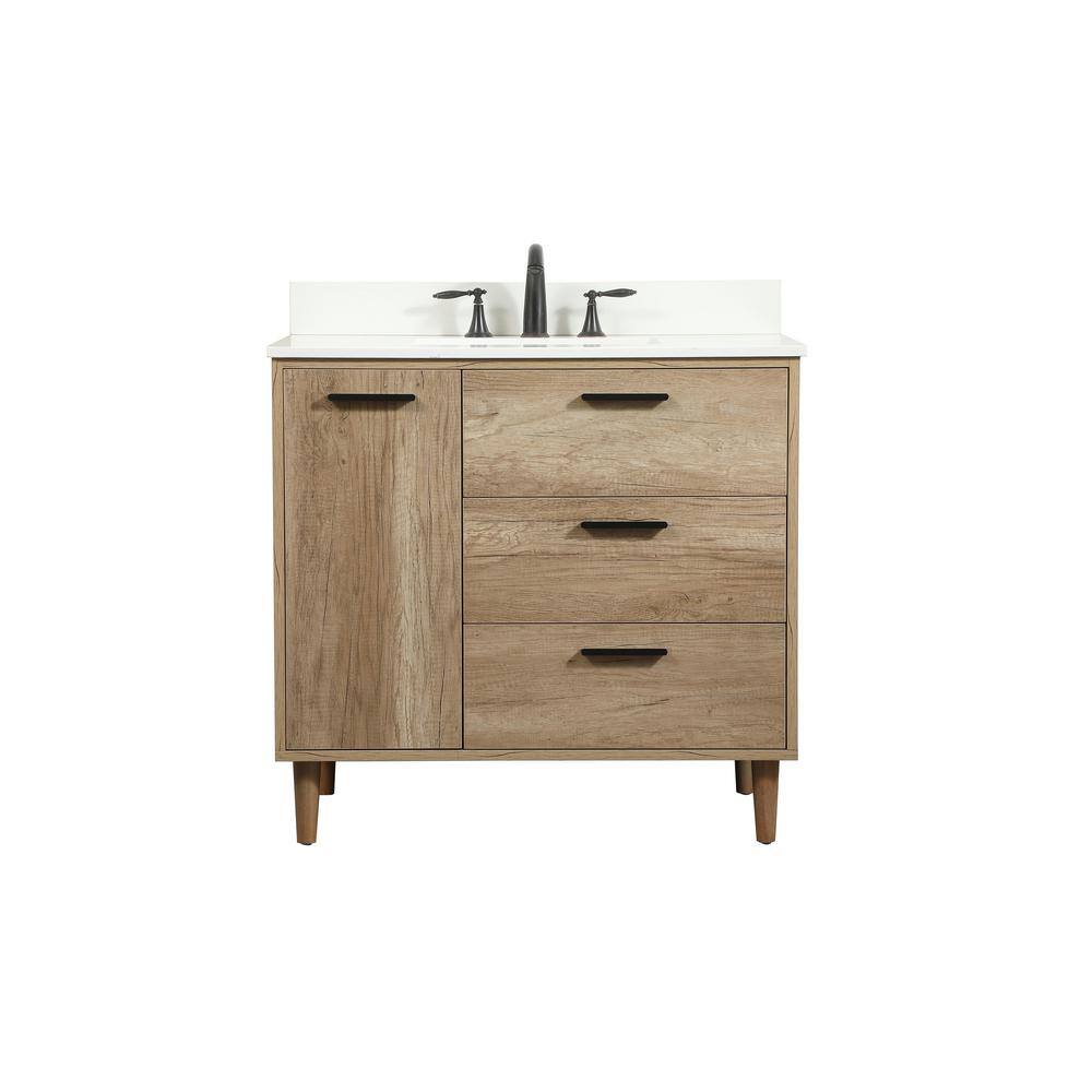 Simply Living 36 in. W x 22 in. D x 34 in. H Bath Vanity in Natural Oak wit