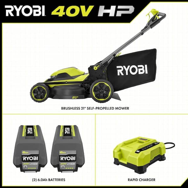 40V HP Brushless 21 in. Cordless Battery Walk Behind Self-Propelled Lawn Mower with (2) 6.0 Ah Batteries and Charger