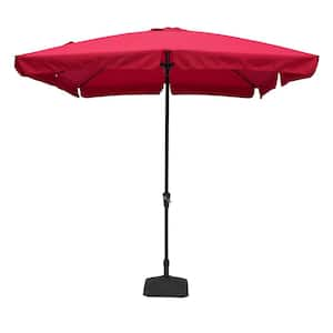 8 ft. x 10 ft. Square Crank Design Skirt with Skylight Outdoor Market Umbrella in Red with Base