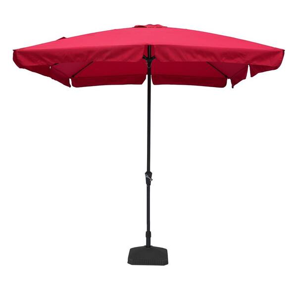 Clihome 8 ft. x 10 ft. Square Crank Design Skirt with Skylight Outdoor Market Umbrella in Red with Base