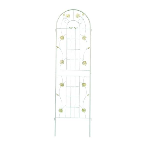 cenadinz 71 in. White Iron Garden Trellis Outdoor Climbing Plant/Flower Support (4-Pack) Flower Design