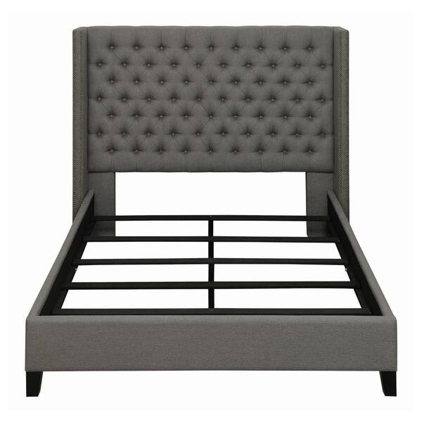 Benjara Diya Gray Wood Frame Queen Size Platform Bed with