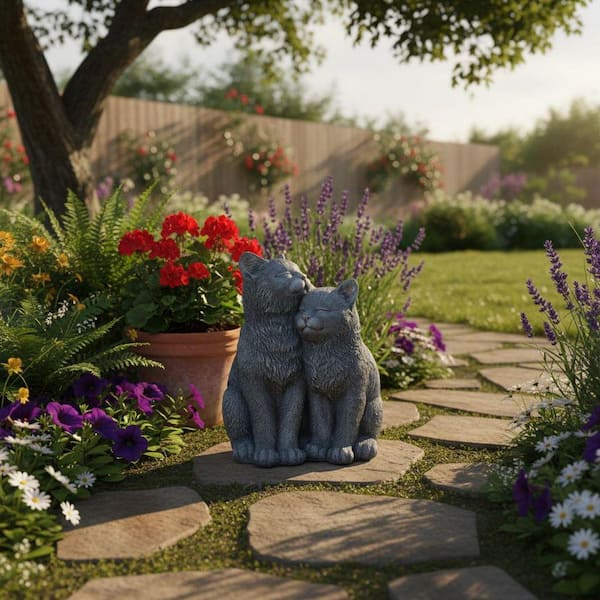 Cat Statue for Garden Couple Kitten Figurines Decor YNLIN403 - The