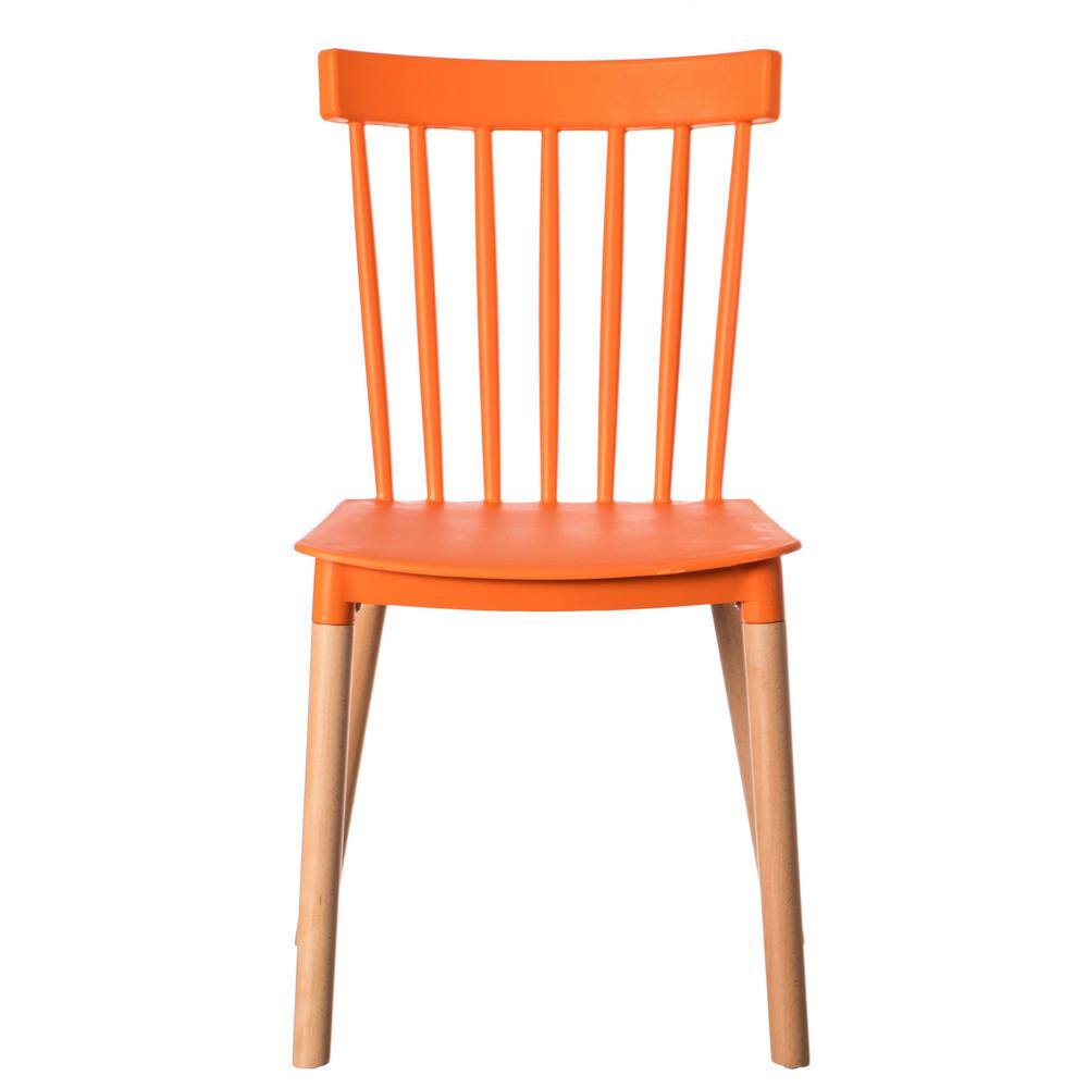 Orange Windsor Slat Back Wood Side Chair Set