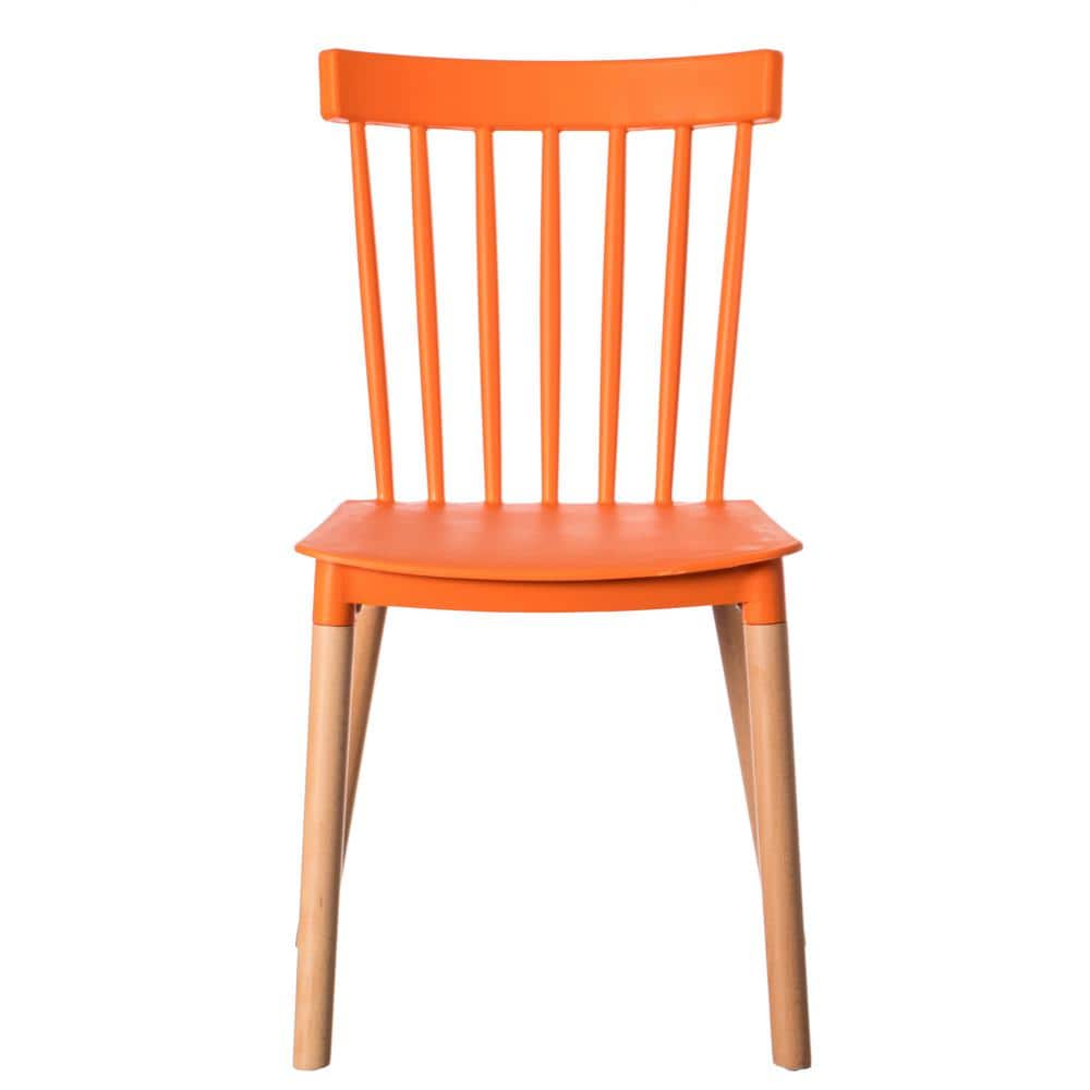 Classic Orange Windsor Mid-Century Modern Side Chair