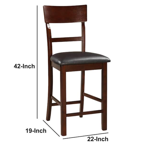 Benjara 42 In Dark Brown Wooden, Bar Stool Seat Height For 42 Inch Counter