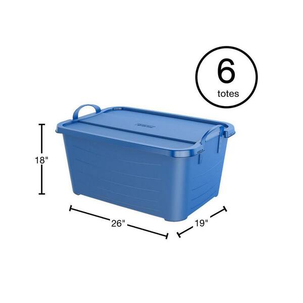 Sterilite Classic Lidded Stackable 30 Gal Storage Tote Container, Blue, 18  Pack 18 x 17367406 - The Home Depot