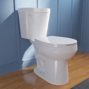 2-Piece 1.28 GPF Single Flush Round ADA Chair Height Toilet in White, Slow-Close Seat Included