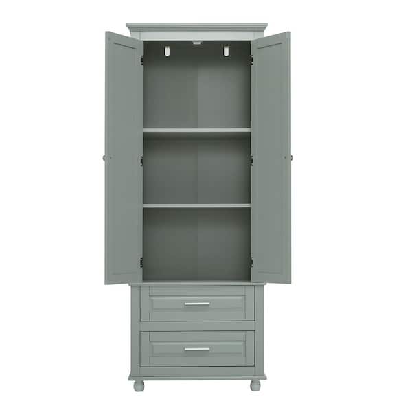 Torsi 24 in. W x 15.7 in. D x 62.5 in. H Grey Double Door Storage Linen Cabinet with Drawers and Adjustable Shelves