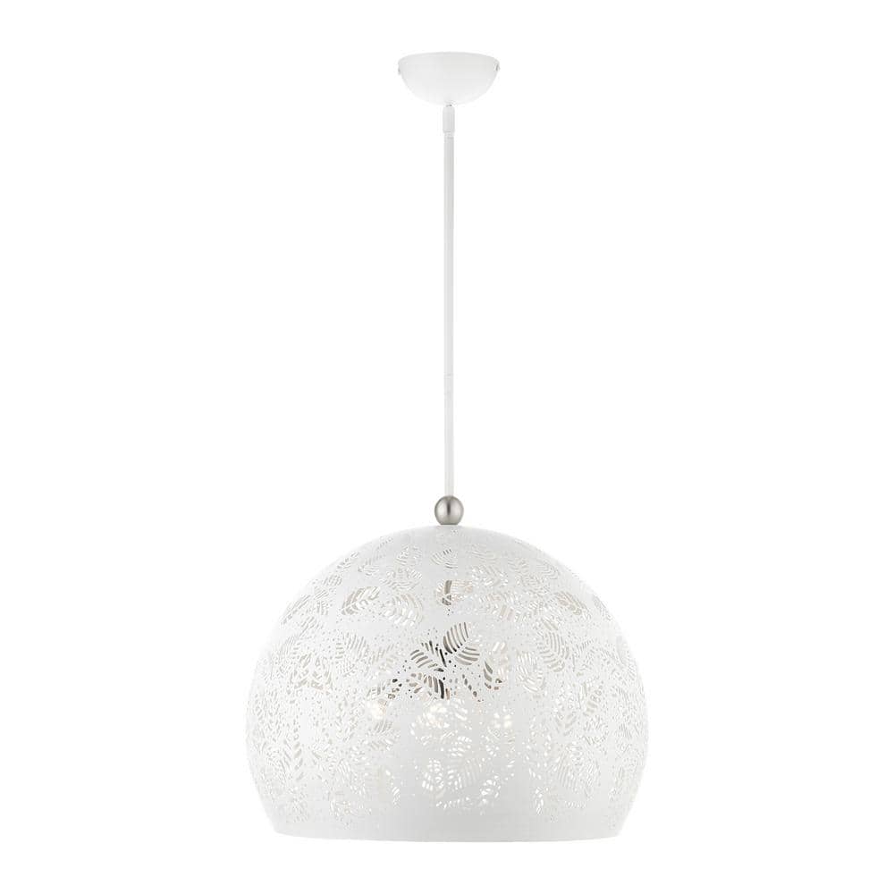 Chantilly Bohemian White and Brushed Nickel 3-Light Globe Pendant