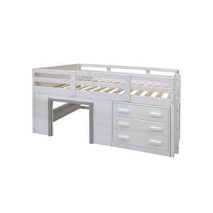 Sweet Dreams White and Grey Twin Low Loft Bed
