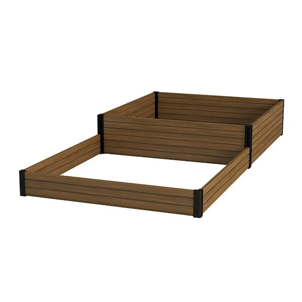4 ft. x 8 ft. x 12 in. Brown Composite Panel and Alu Frame 2-Tier Rustproof Planter Box for Garden Landscaping