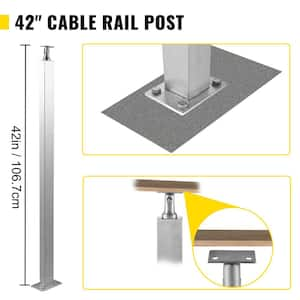 Stainless Stair Handrail 42 in. x 1.97 in. x 1.97 in. Stair Railing Kit without Hole Glass Railing with Mount Bracket