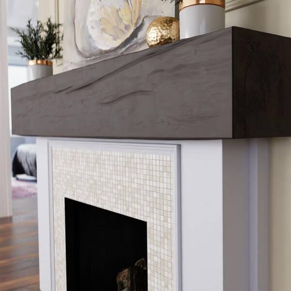 Ekena Millwork 8 in. x 12 in. x 6 ft. RiverWood beam Rustic Faux Wood beam  Fireplace Mantel Natural Honey Dew MANURW08X12X72HD - The Home Depot