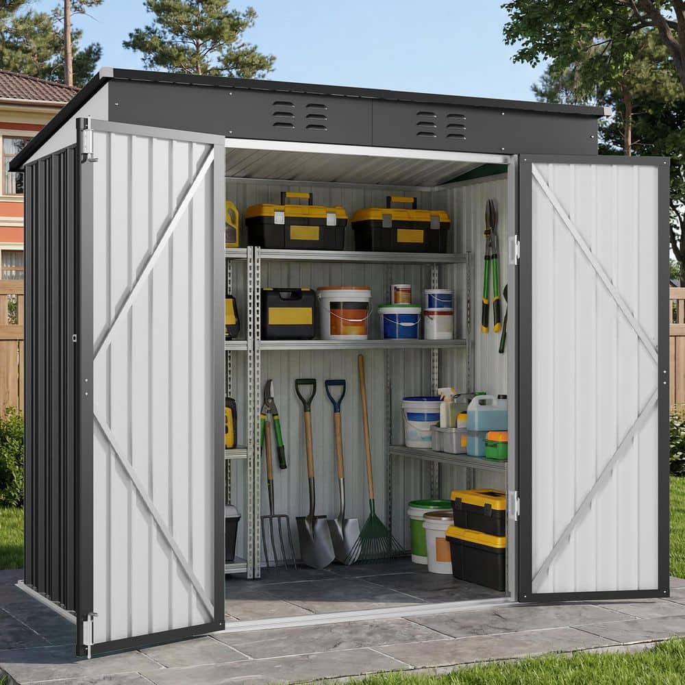 8 x 6 FT Metal Storage Shed, Rust‑Resistant Waterproof, Lockable