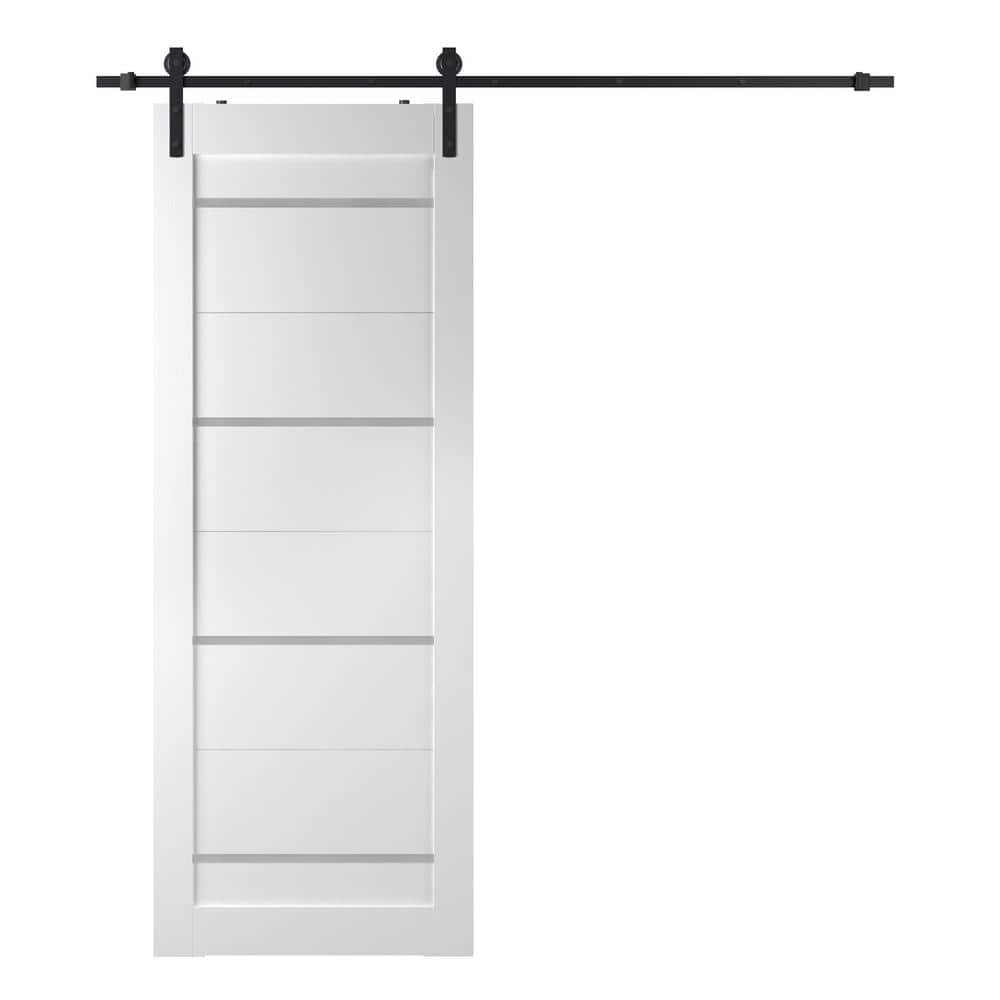 Mika White Frosted Glass and Pine Barn Door Kit
