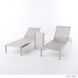 Cape Coral Silver 3-Piece Metal Outdoor Chaise Lounge