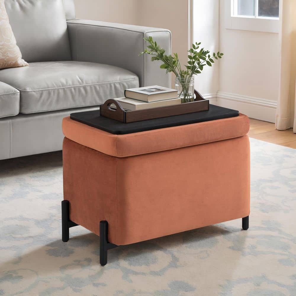 Rust Colored Ottoman Lifestyle Solutions Knoxville Rust Velvet Small Storage Ottoman ...