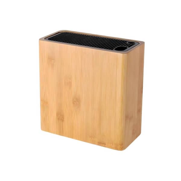 18-Knife Bamboo Universal Knife Block Holder with Slots, Space Saver Knives Storage Stand Display, Beige