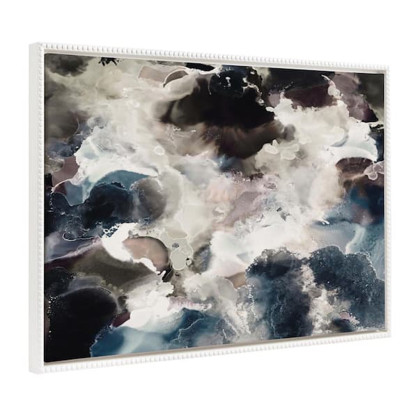 Kate and Laurel Sylvie Nebula Abstract II 1-Piece White Framed Canvas Art Print, 31.50 in. x 41.50 in.