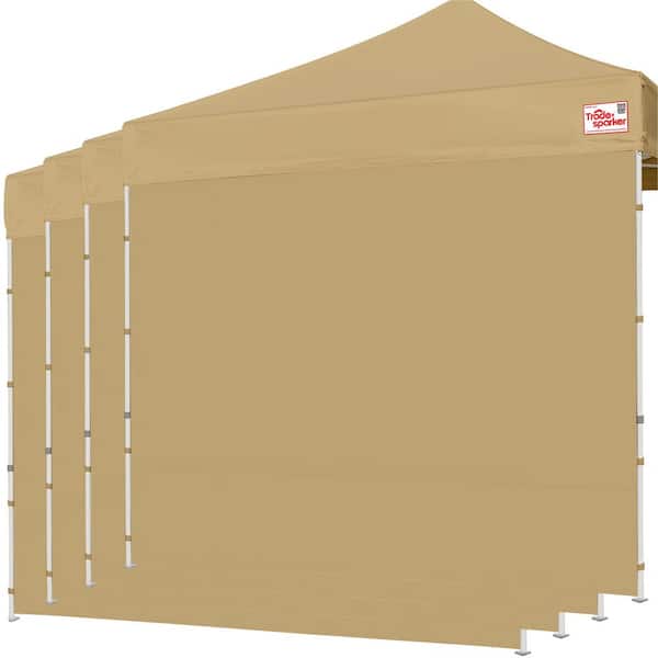 Tradesparker Series 10 ft. x 10 ft. Khaki Pop-up Canopy Tent with 4-Zippered Sidewalls