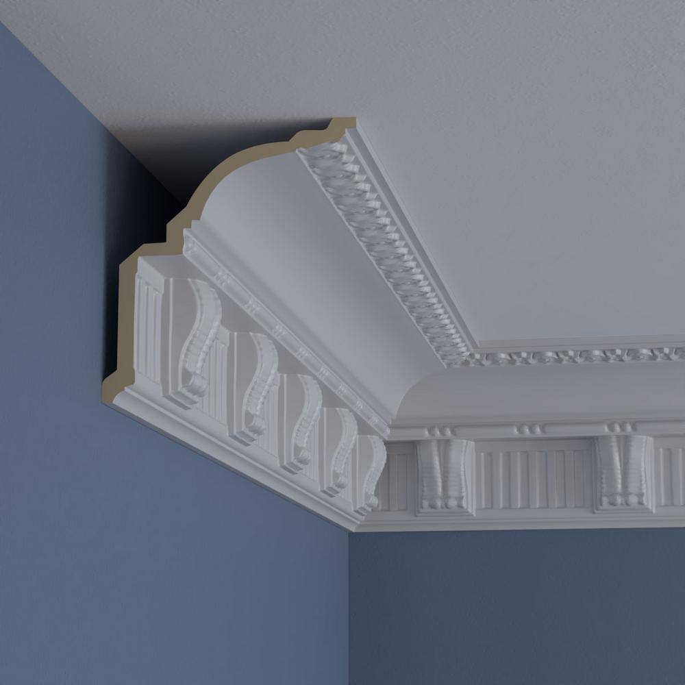 Primed White Polyurethane Geometric Crown Moulding Sample