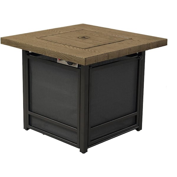 UPLAND 29 in. Outdoor Propane Fire Pit Table with Sling Base in Light Brown
