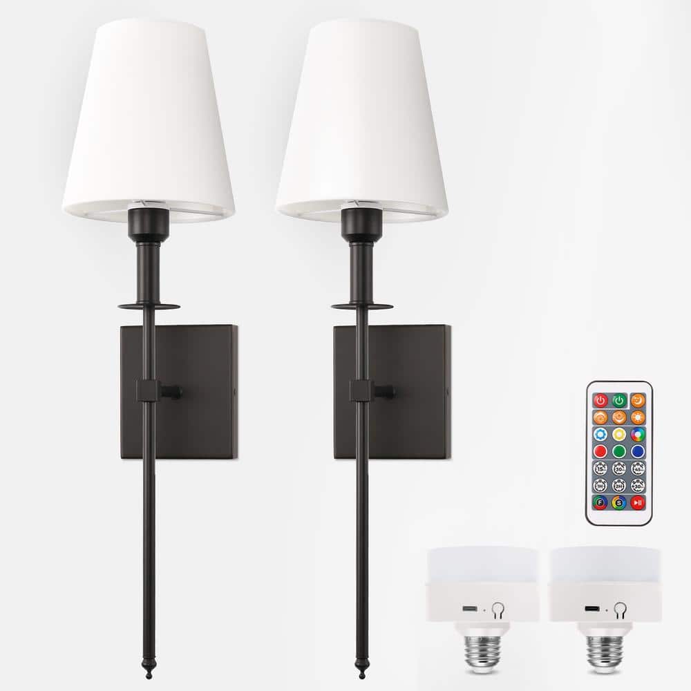 6 in. 1-Light Black Metal LED Vanity Light Bar Standard Bell Fabric Shade with Dimmable price history on PriceWatchPro